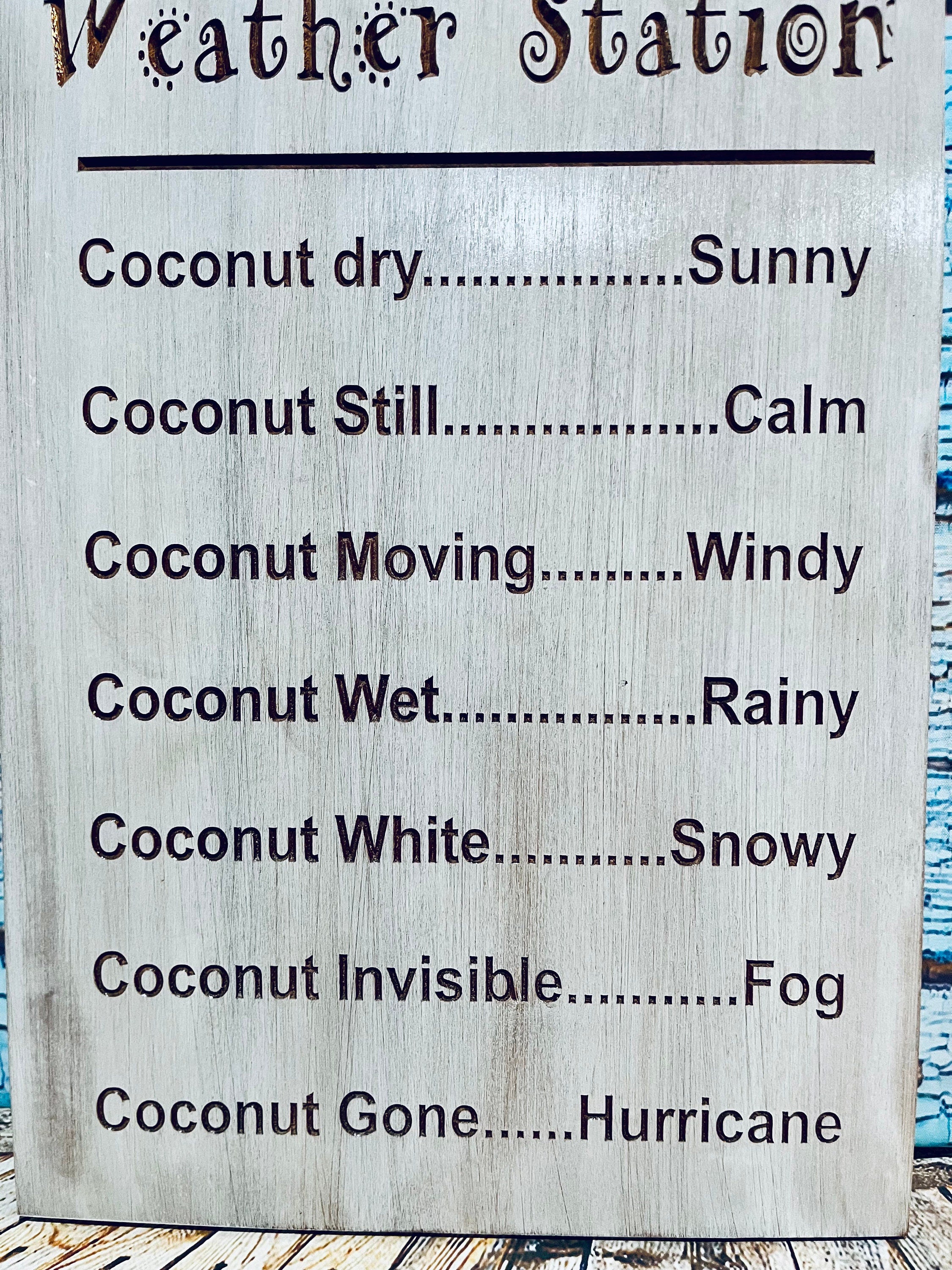 Coconut Weather Station Sign for outdoor Kitchen