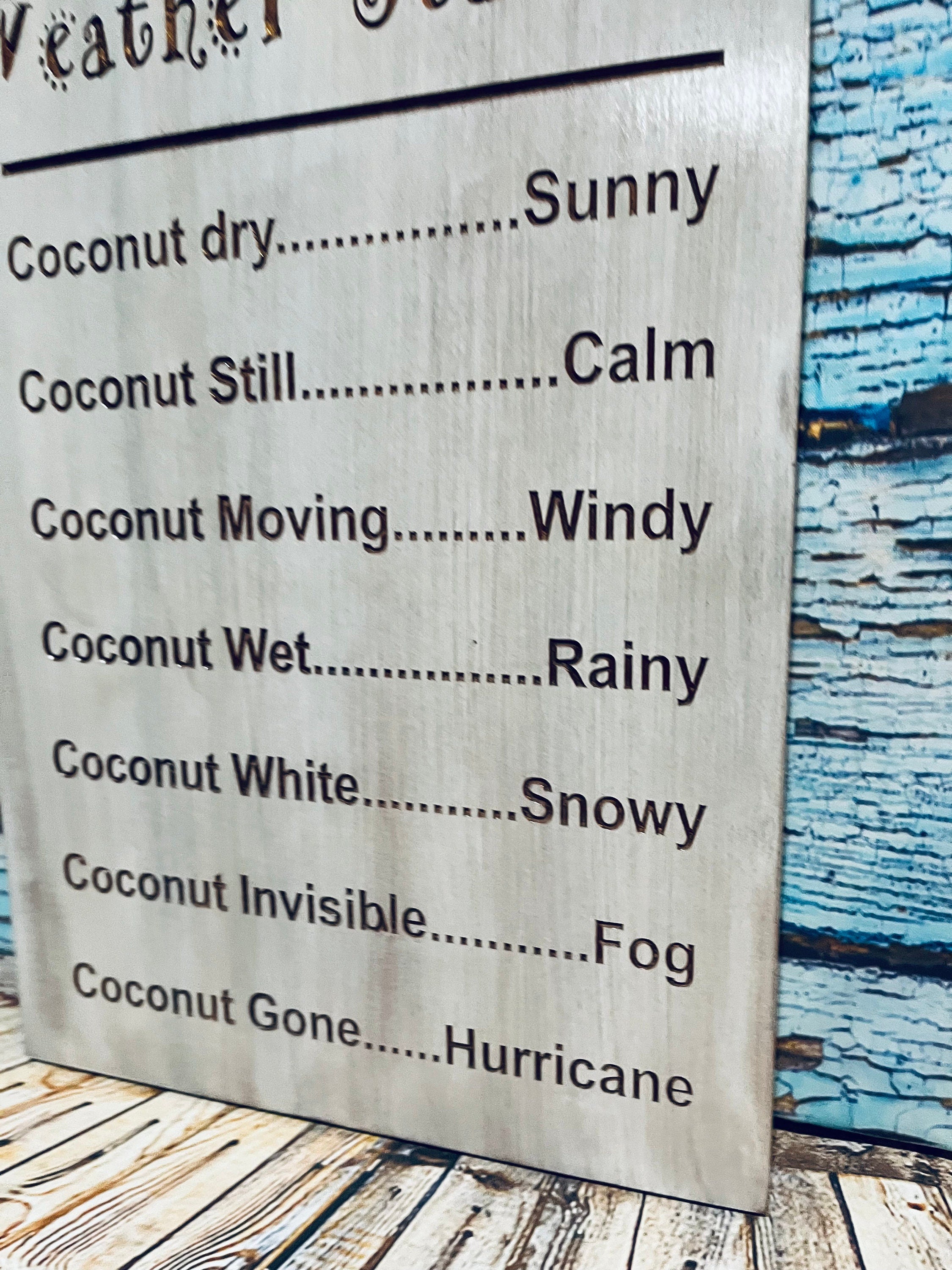 Coconut Weather Station Sign for outdoor Kitchen