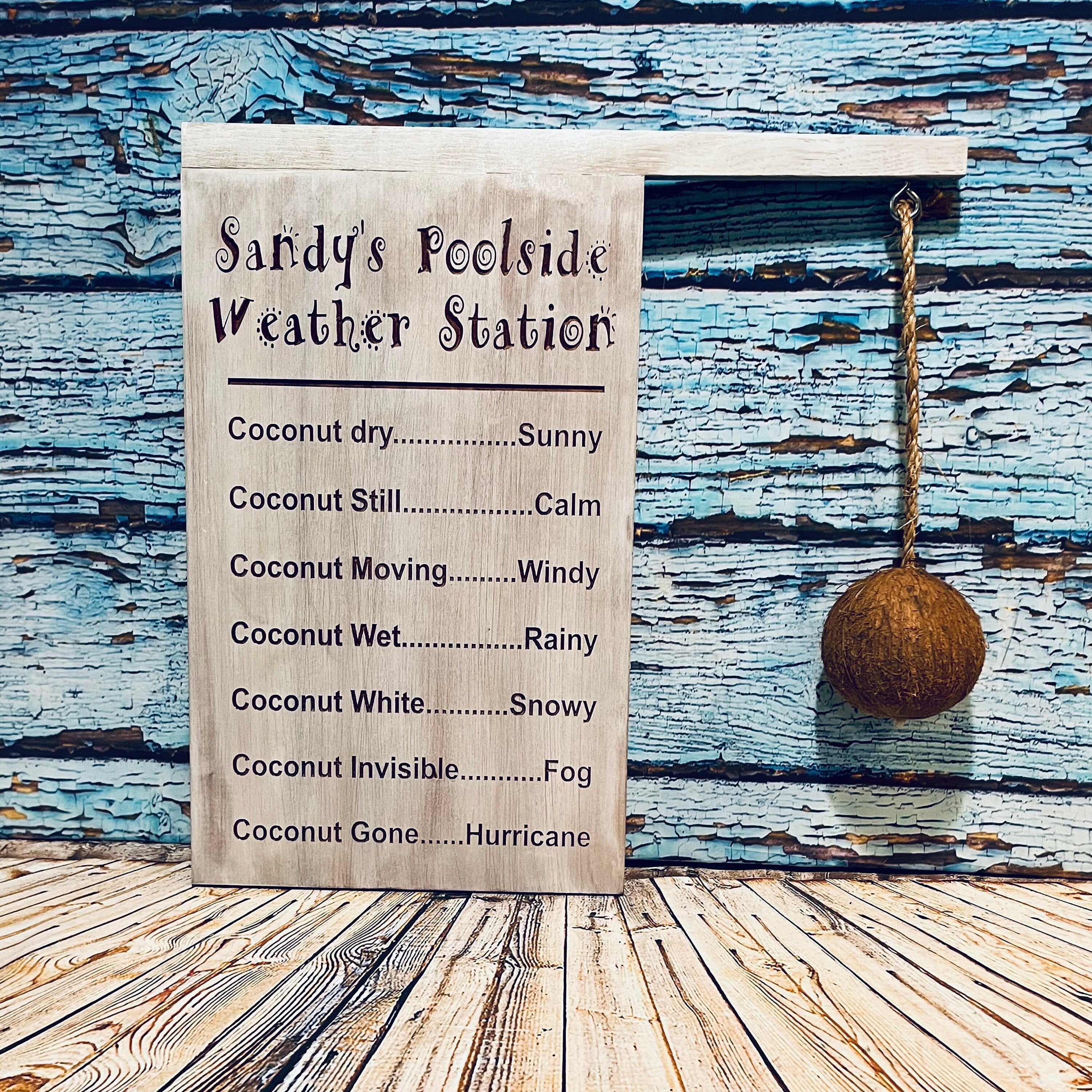 Coconut Weather Station Sign for outdoor Kitchen