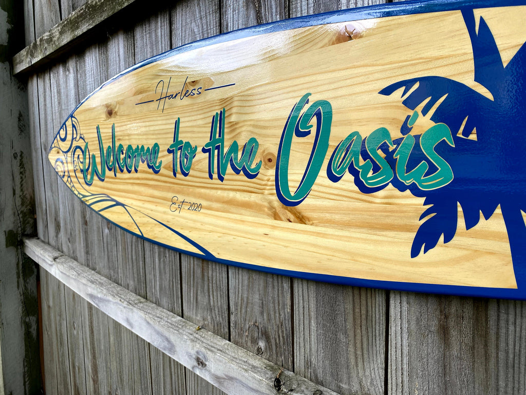 Personalized Surfboard Tiki Bar Decor