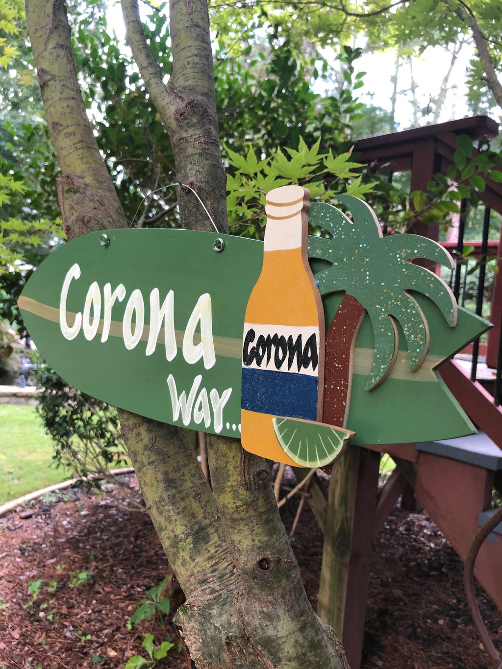 Personalized Wood Surfboard Hanging