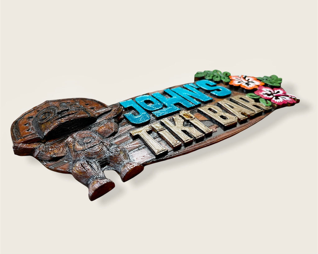 Personalised Trader Sam’s Tiki Bar Themed Name Sign hibiscus edition