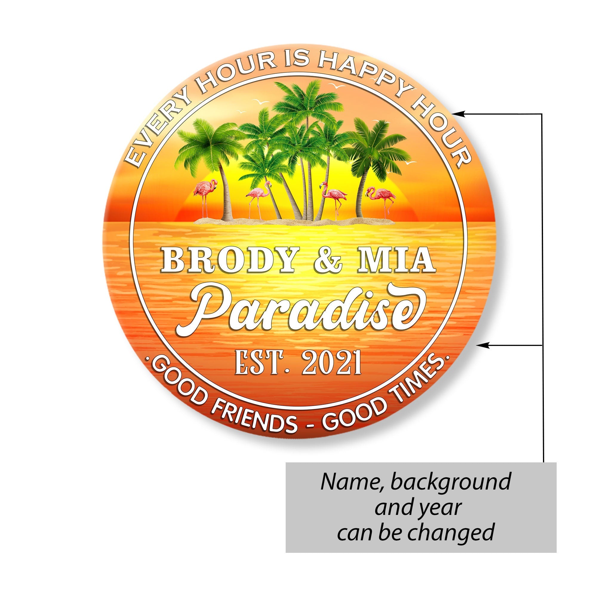 Personalized Flamingo Paradise Sign