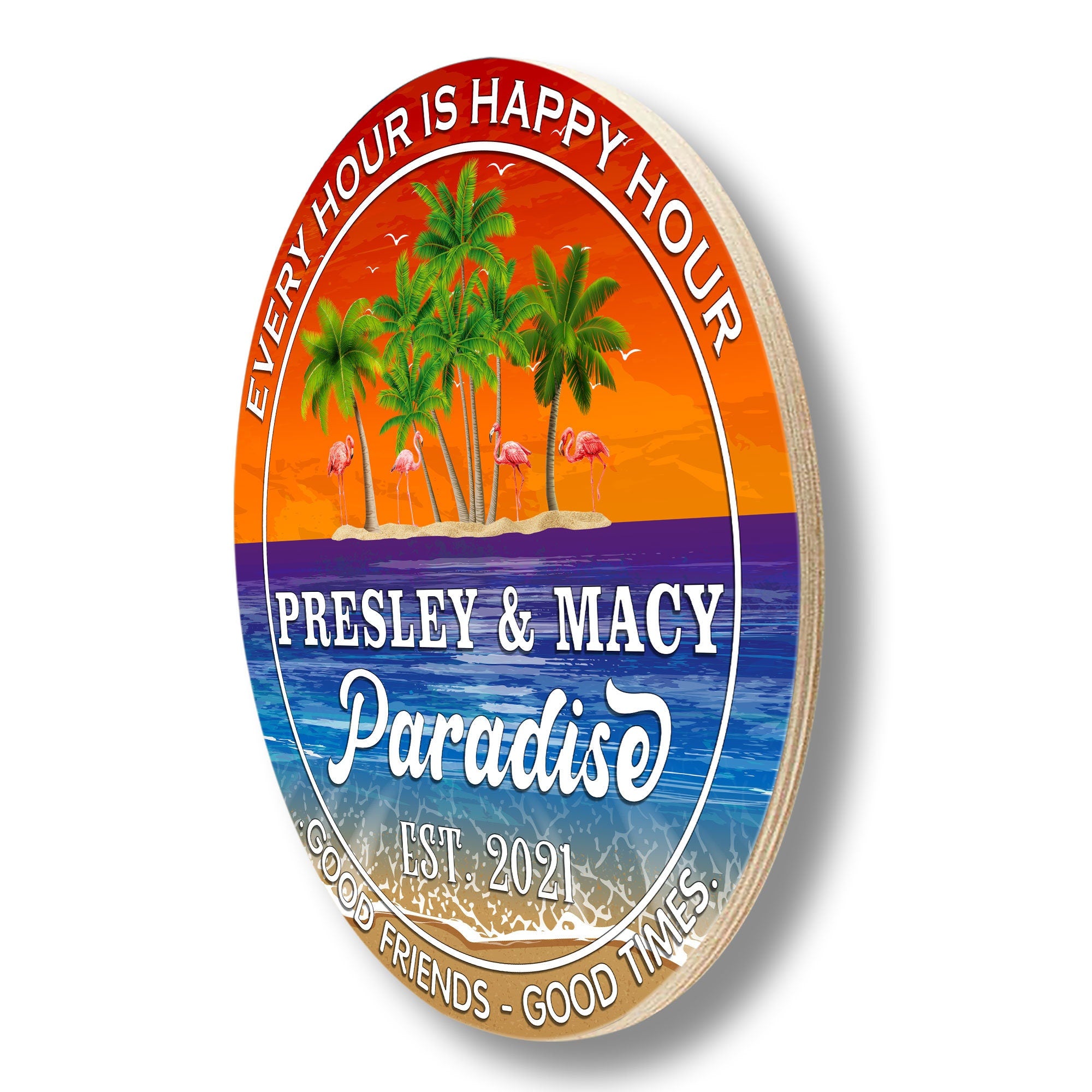 Personalized Flamingo Paradise Sign