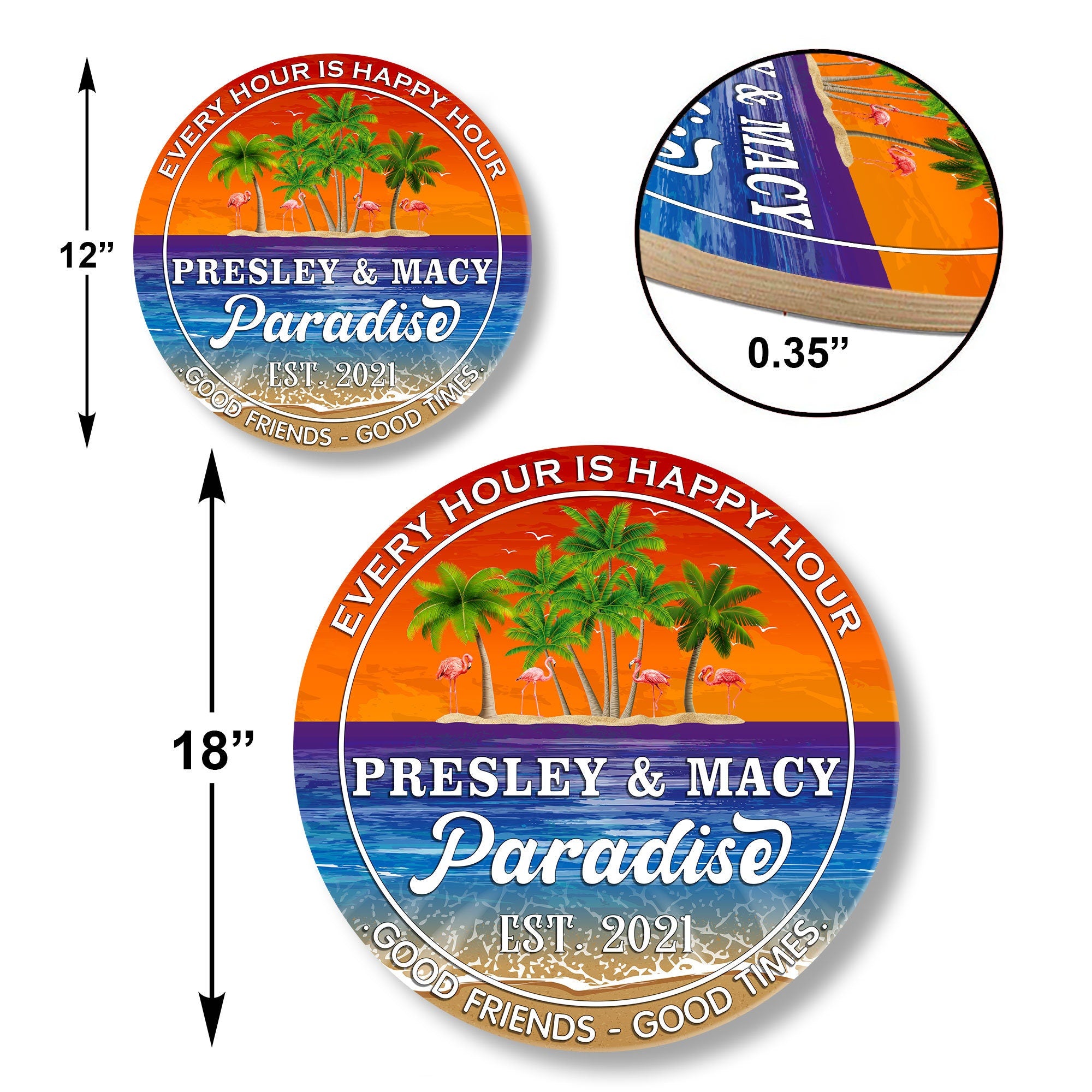 Personalized Flamingo Paradise Sign