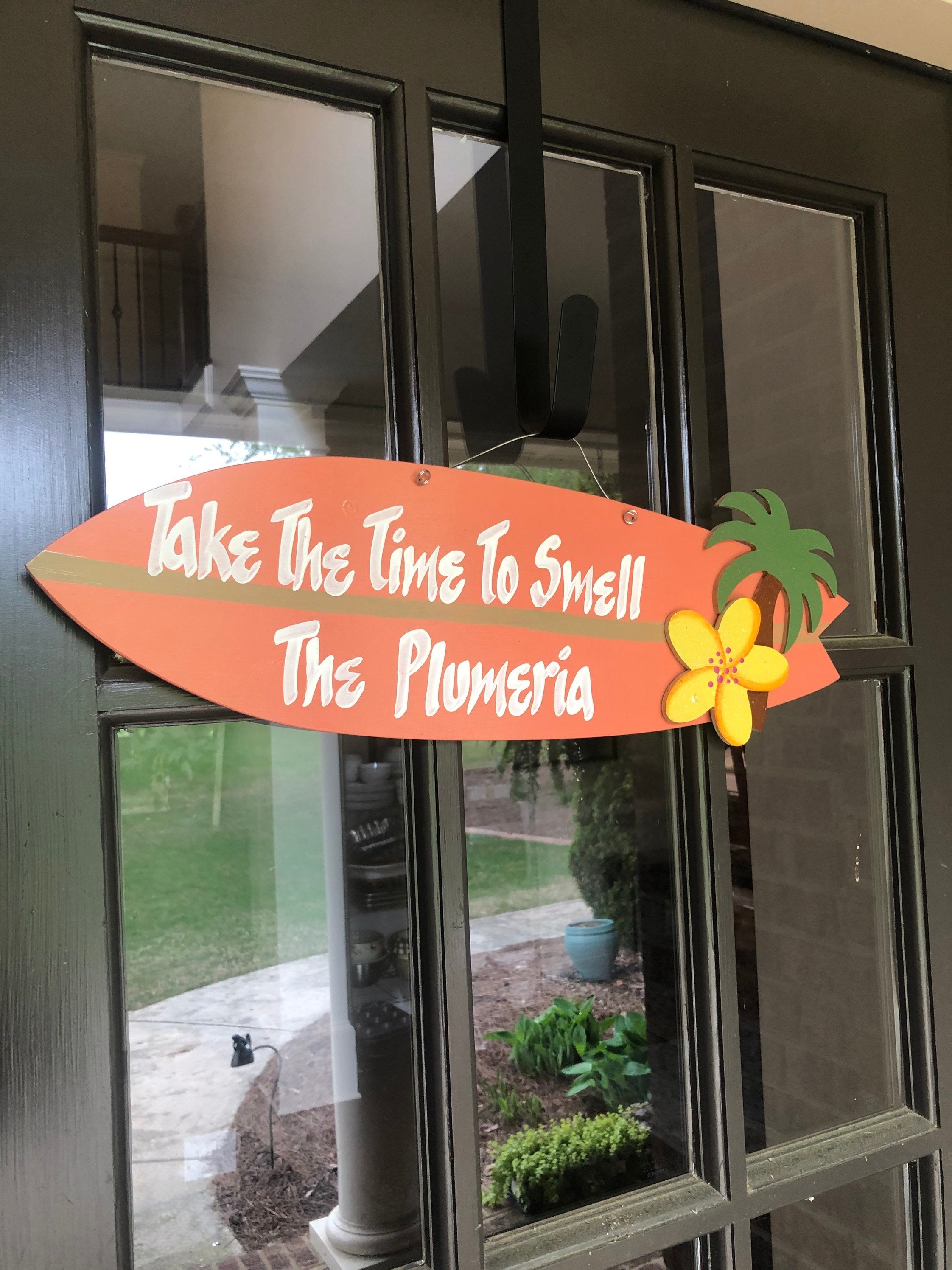 Handmade  Wood Coral Surfboard Sign