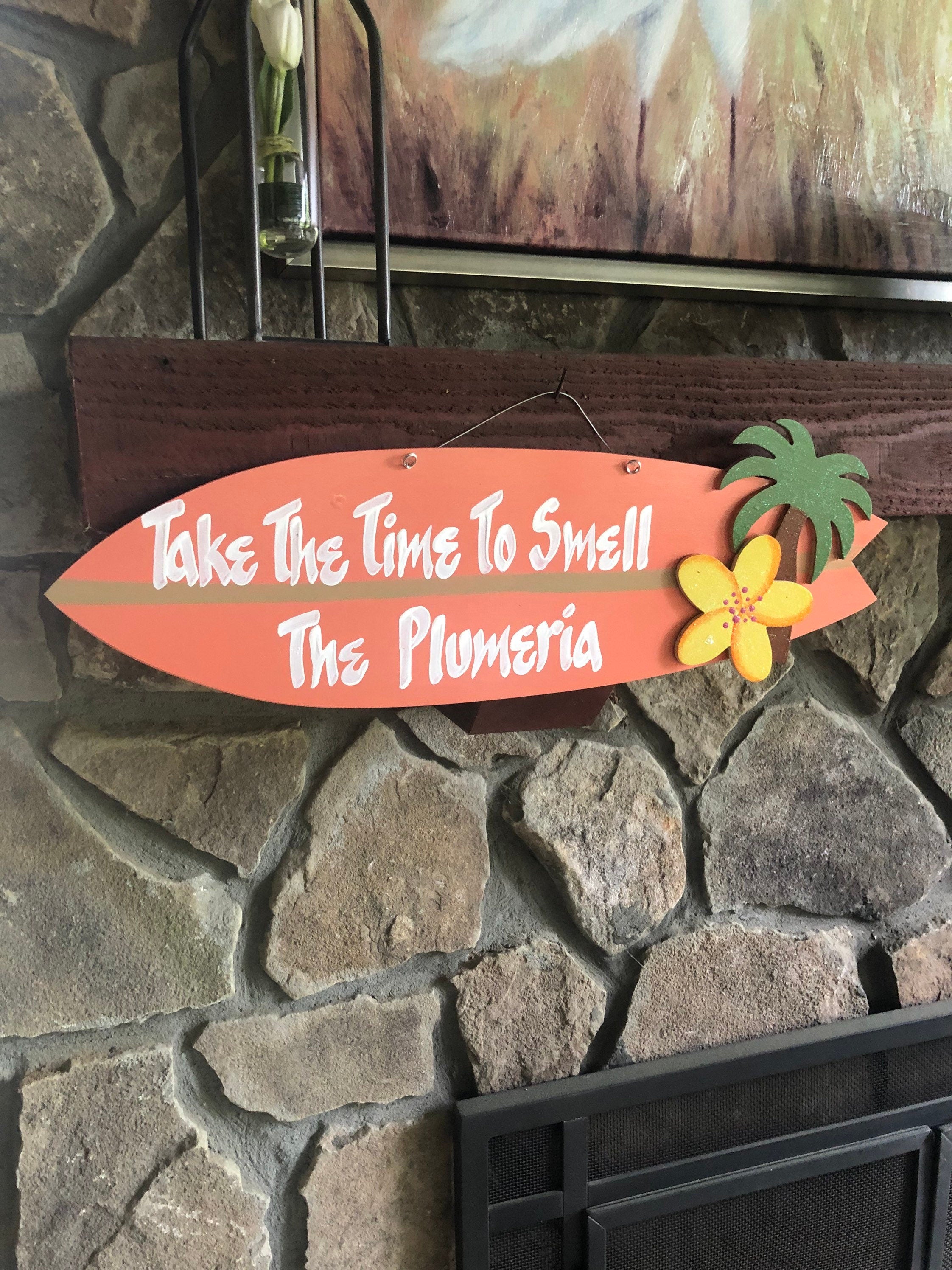 Handmade  Wood Coral Surfboard Sign