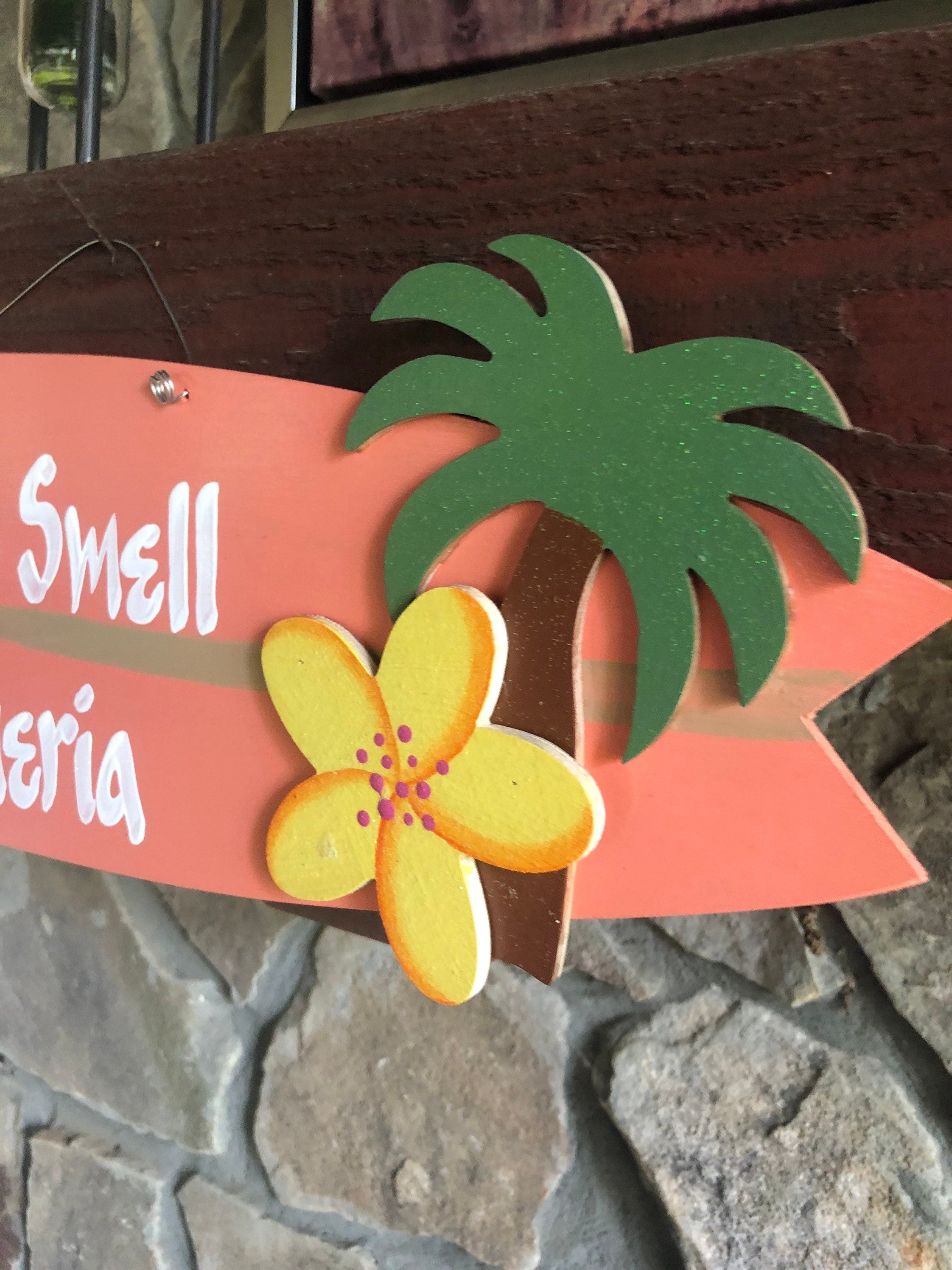 Handmade  Wood Coral Surfboard Sign