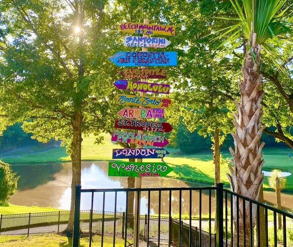 Beach Location Mileage Wooden Sign