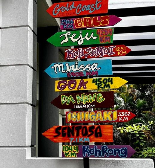 Beach Location Mileage Wooden Sign