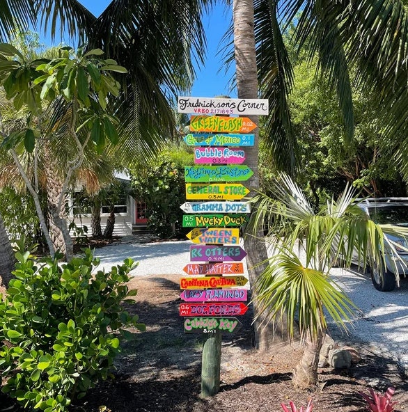 Beach Location Mileage Wooden Sign