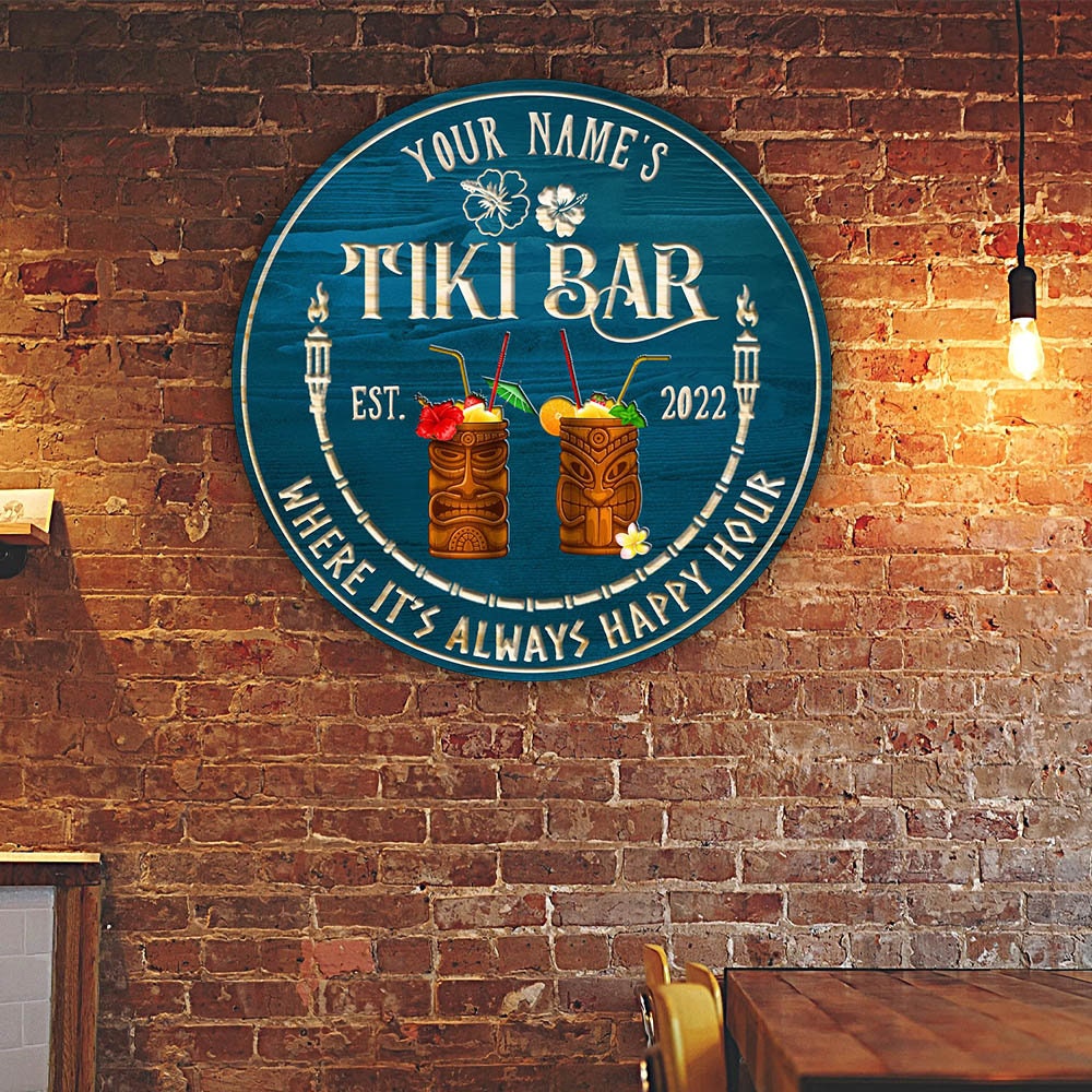 Customized Tiki Bar Wood Sign, Beach Sign Bar Decor, Summer Tropical Poolside Patio Decor, Tiki Lounge, Beach Bar, Summer Decor