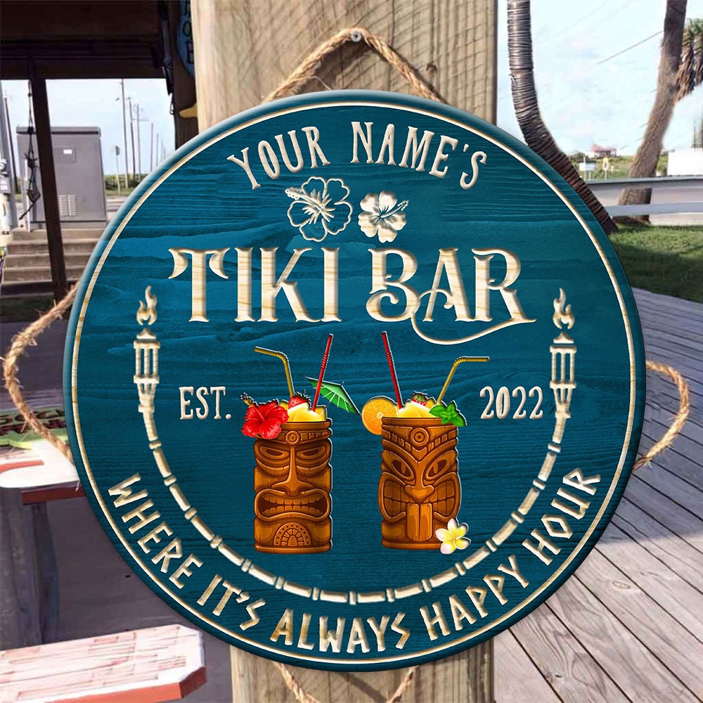 Customized Tiki Bar Wood Sign, Beach Sign Bar Decor, Summer Tropical Poolside Patio Decor, Tiki Lounge, Beach Bar, Summer Decor