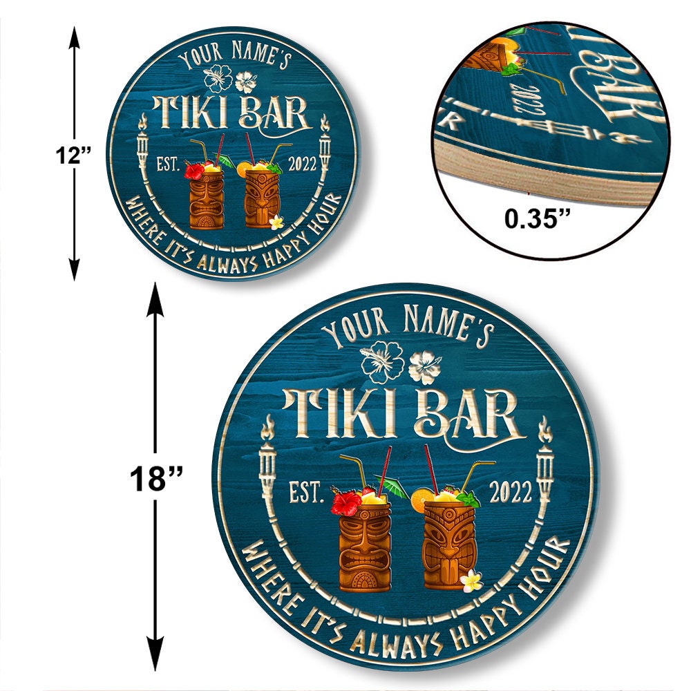Customized Tiki Bar Wood Sign, Beach Sign Bar Decor, Summer Tropical Poolside Patio Decor, Tiki Lounge, Beach Bar, Summer Decor