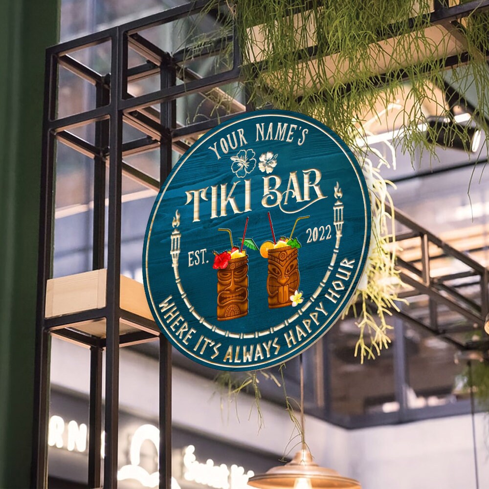 Customized Tiki Bar Wood Sign, Beach Sign Bar Decor, Summer Tropical Poolside Patio Decor, Tiki Lounge, Beach Bar, Summer Decor