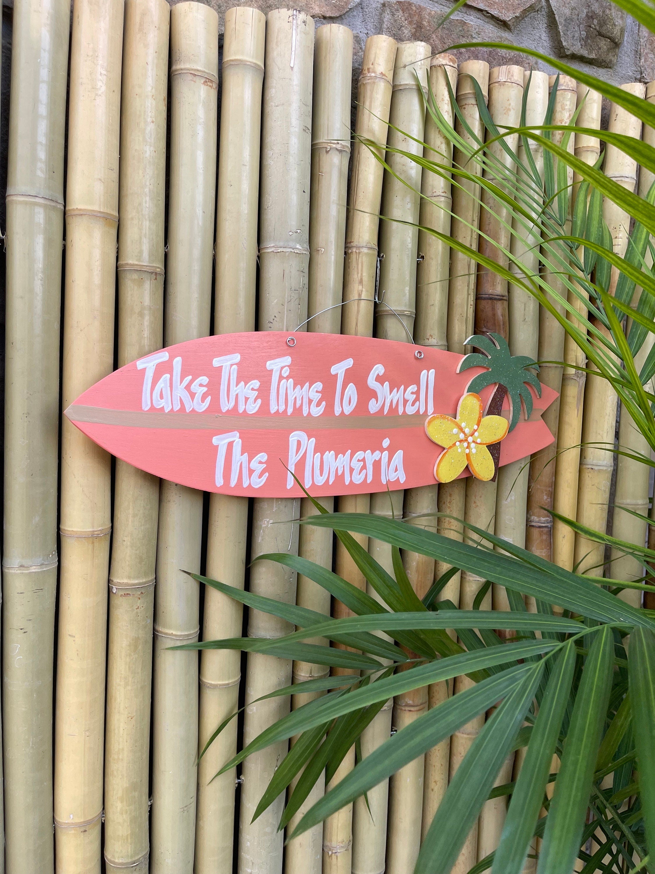 Handmade  Wood Coral Surfboard Sign