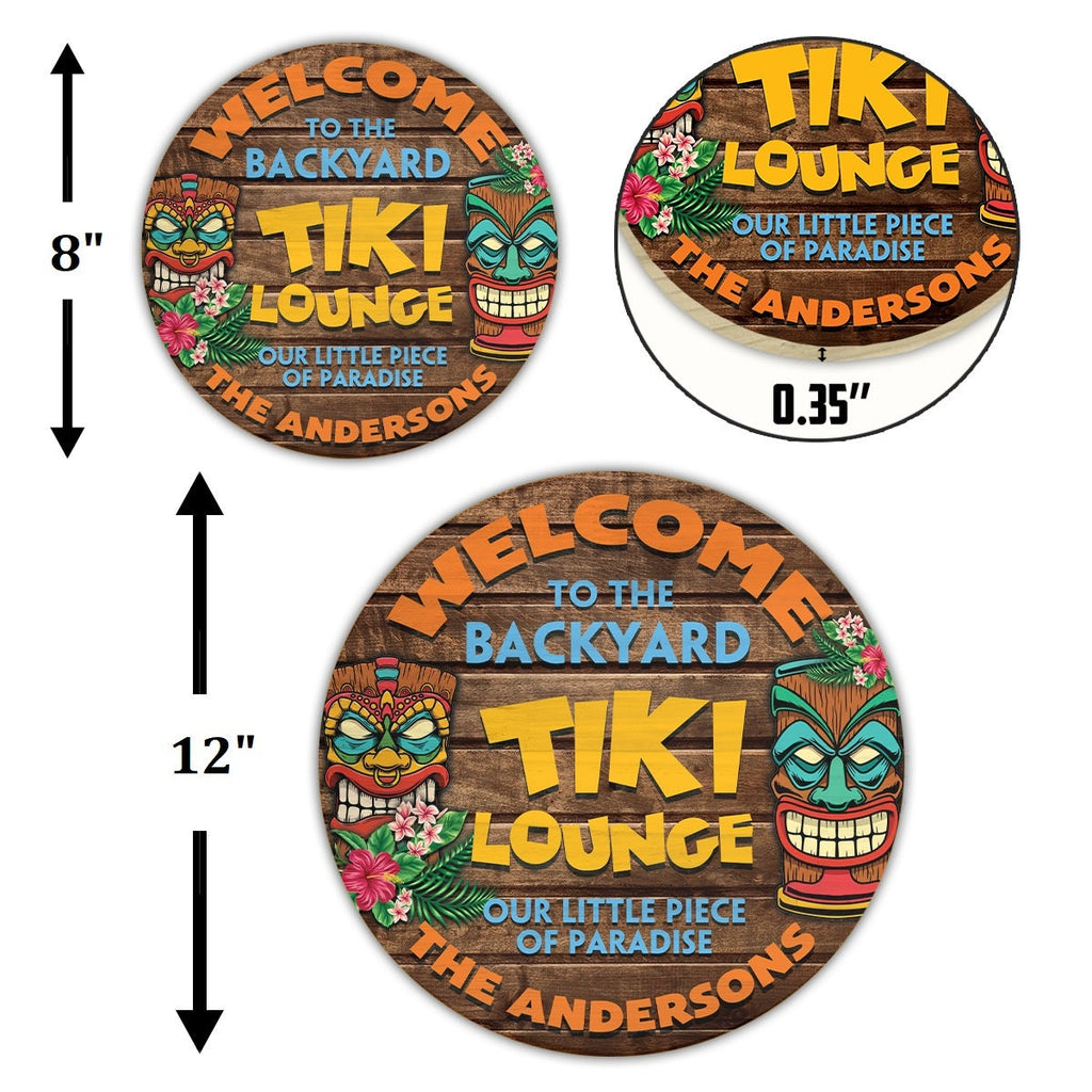 Personalized Tiki Bar Round Wood Sign