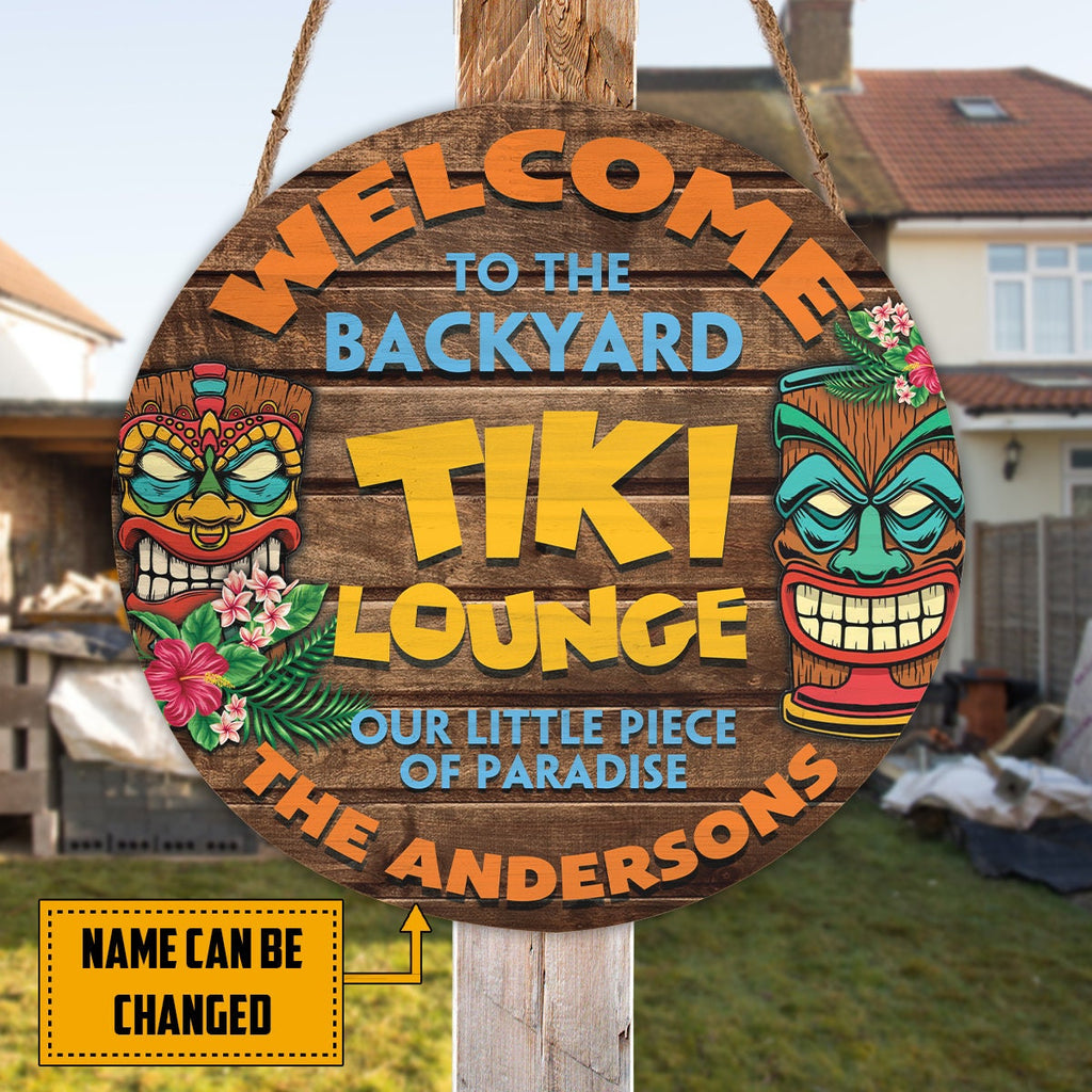 Personalized Tiki Bar Round Wood Sign