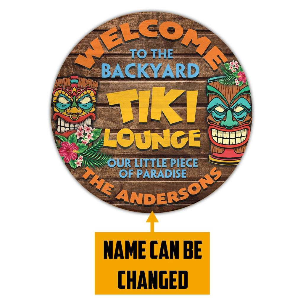 Personalized Tiki Bar Round Wood Sign