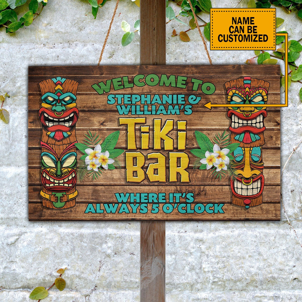 Personalized Tiki Bar Wooden Sign, Summer Tiki Wood Rectangle Sign, Beach Bar Printed Sign, Beach House Sign, Tiki Bar and Outdoor Decor