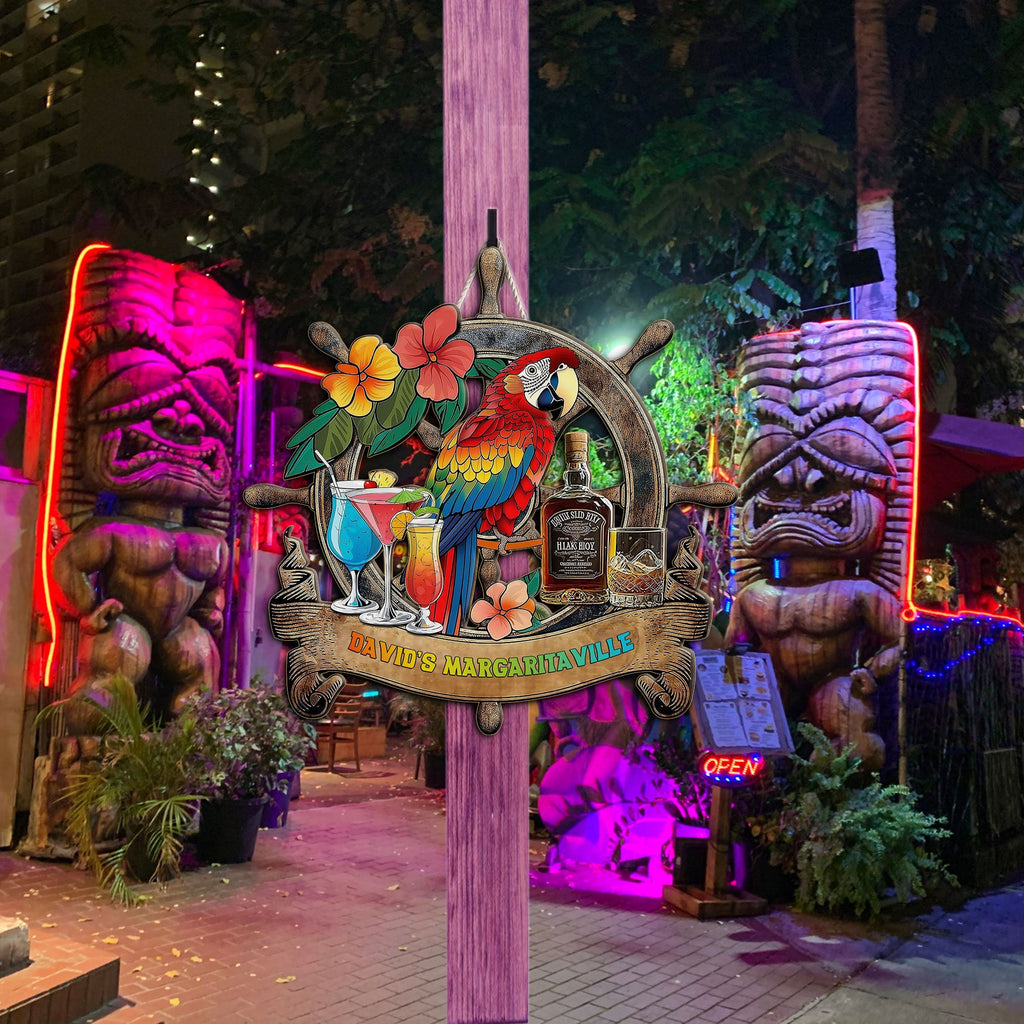 Personalized Tiki Lounge Outdoor Bar Backyard Décor