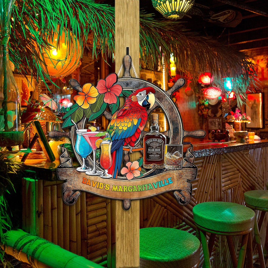 Personalized Tiki Lounge Outdoor Bar Backyard Décor