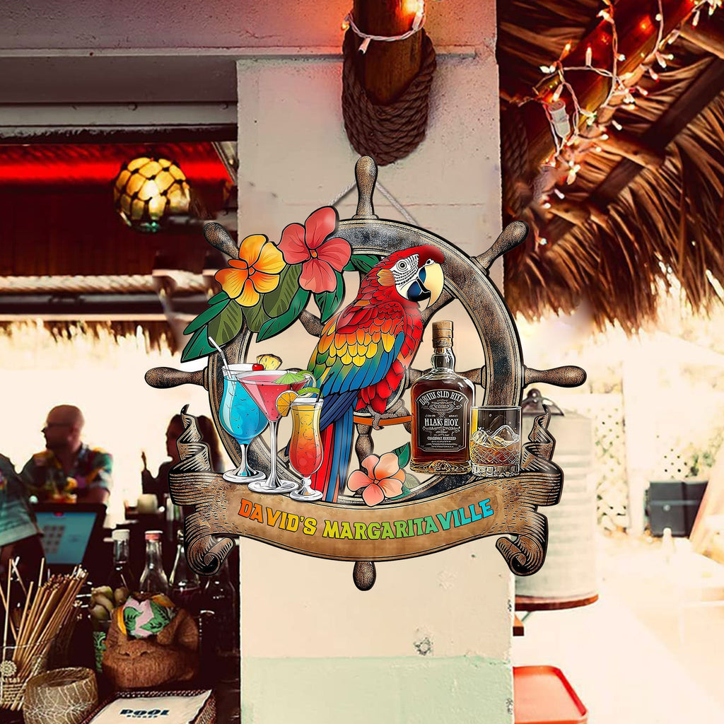 Personalized Tiki Lounge Outdoor Bar Backyard Décor