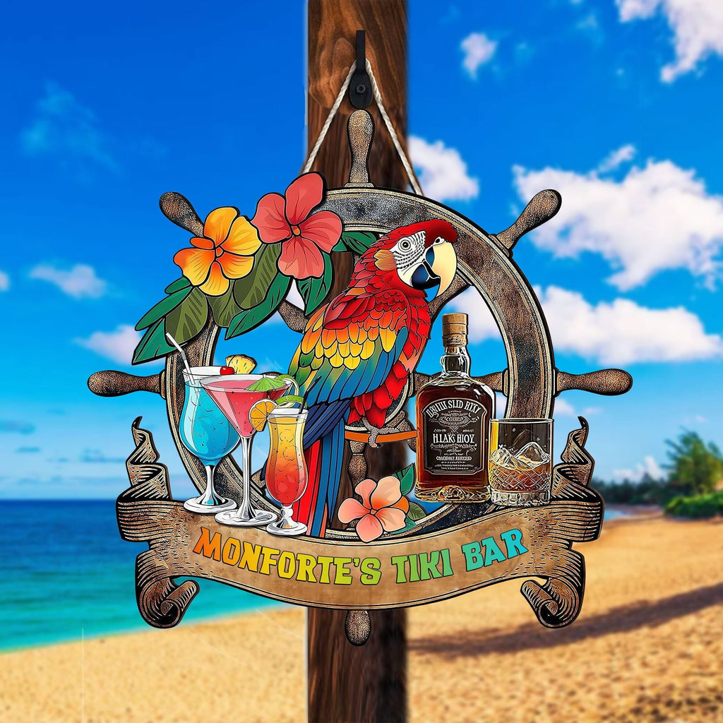 Personalized Tiki Lounge Outdoor Bar Backyard Décor