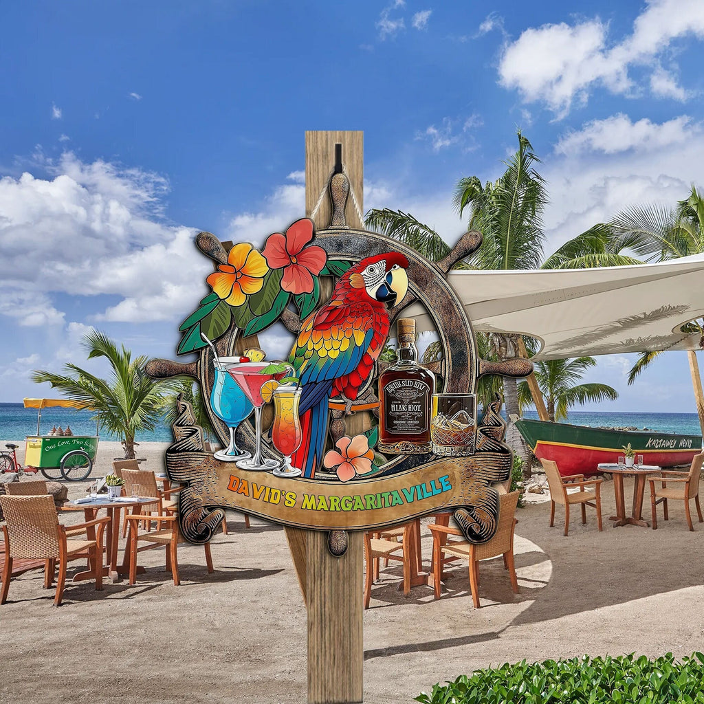 Personalized Tiki Lounge Outdoor Bar Backyard Décor