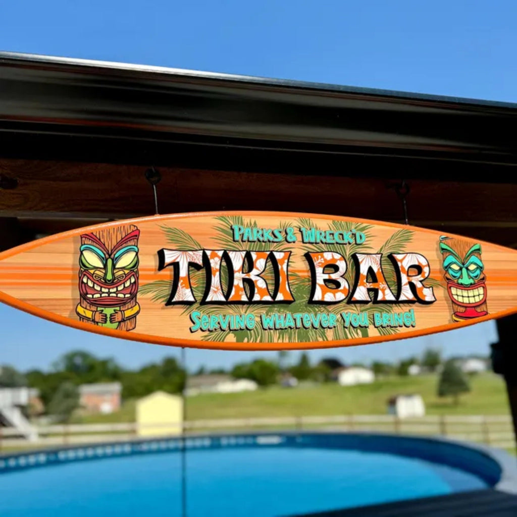 Personalized Tiki Bar Surfboard Sign