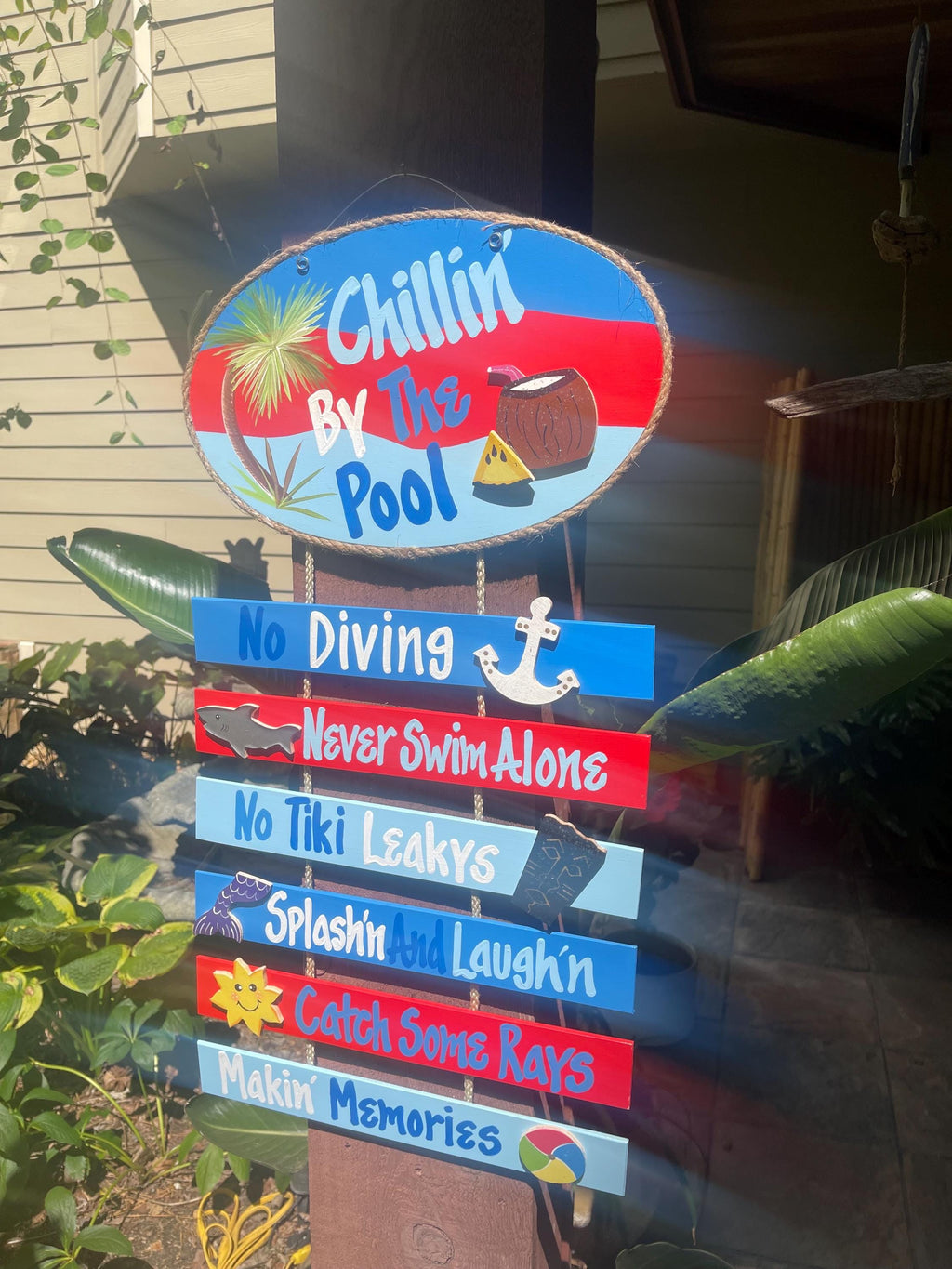 Personalized Wood pool wall hanging sign