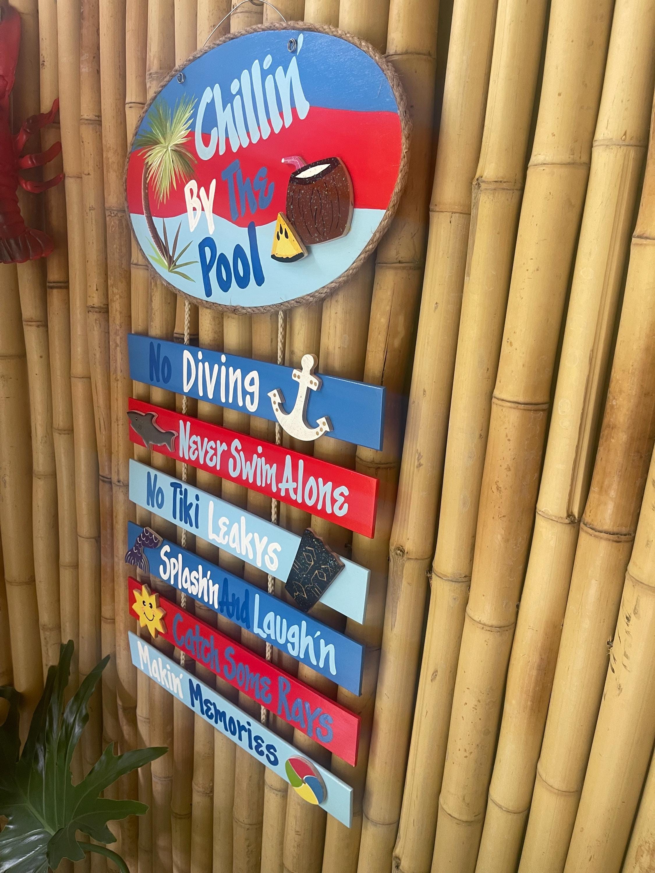 Personalized Wood pool wall hanging sign