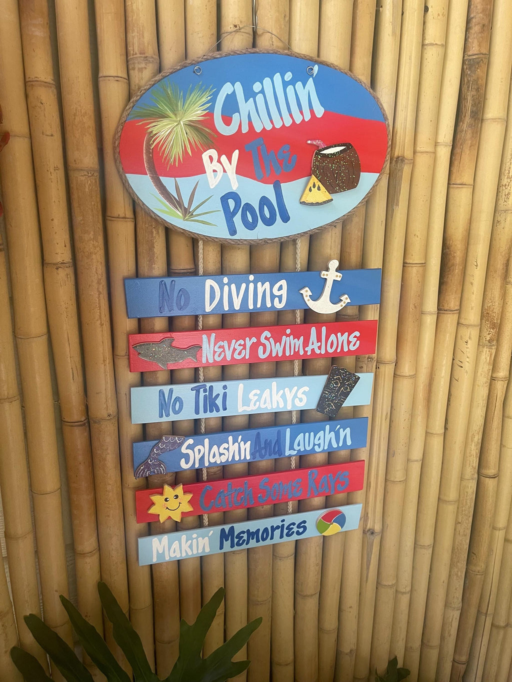 Personalized Wood pool wall hanging sign