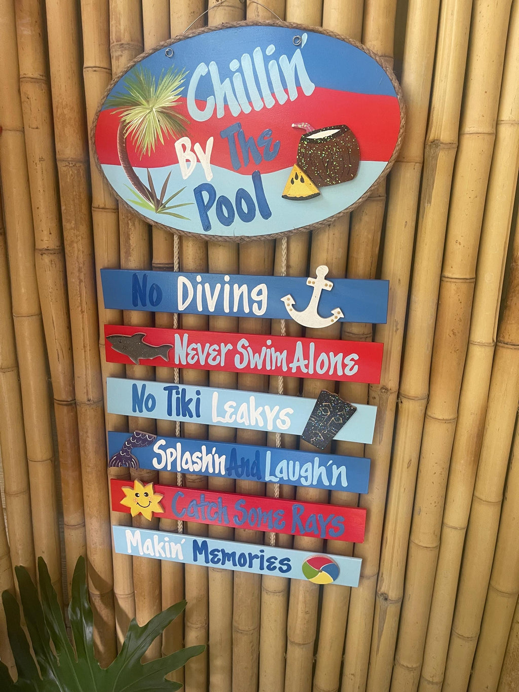 Personalized Wood pool wall hanging sign
