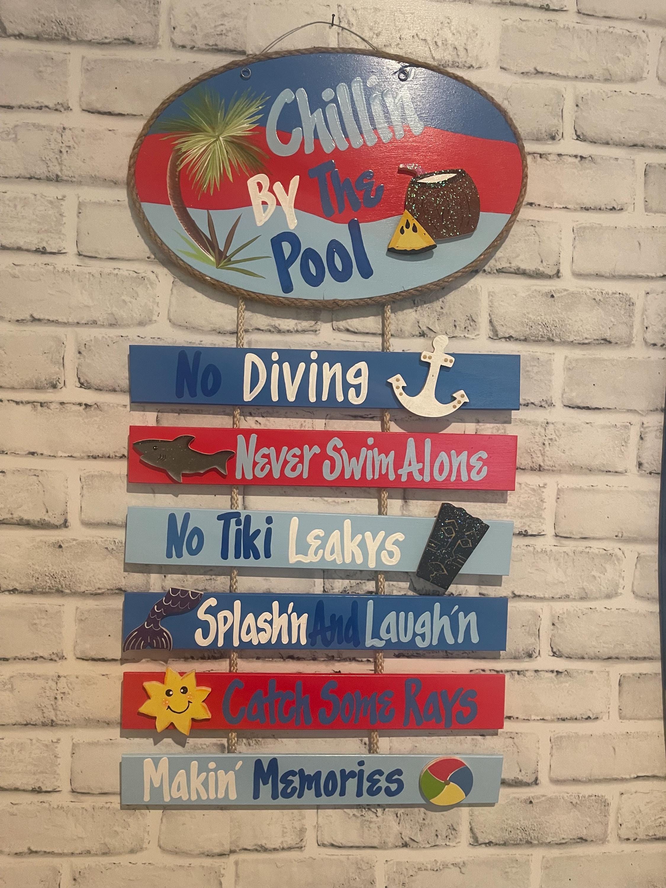 Personalized Wood pool wall hanging sign