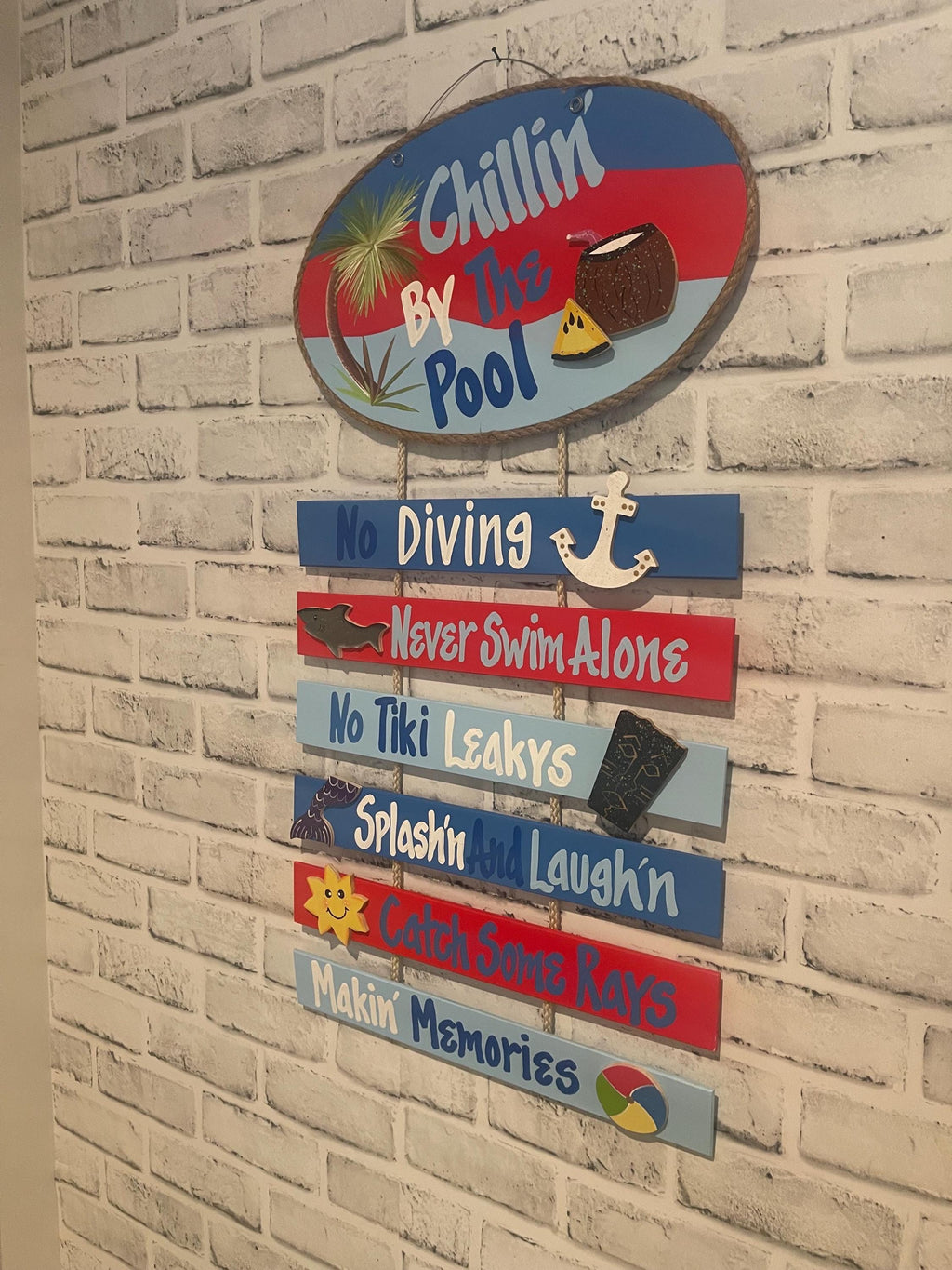 Personalized Wood pool wall hanging sign