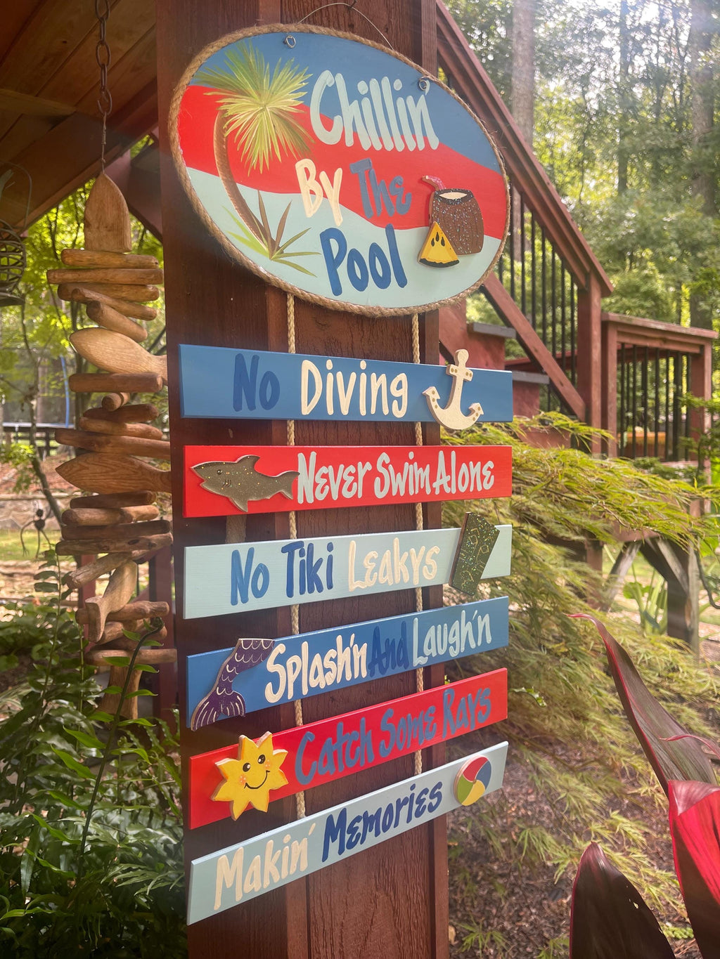 Personalized Wood pool wall hanging sign
