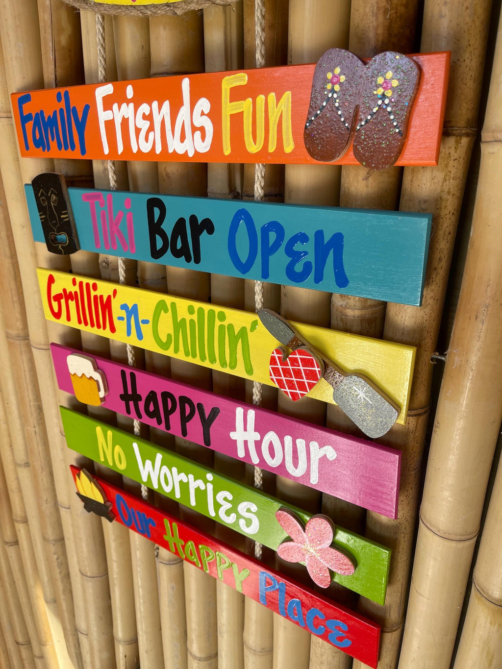 Backyard Paradise Hand Painted Wood Wall Hanger sign Personalized Tiki Bar Sign Outdoor Tropical Decor Deck Patio Handmade Sign Custom Signs