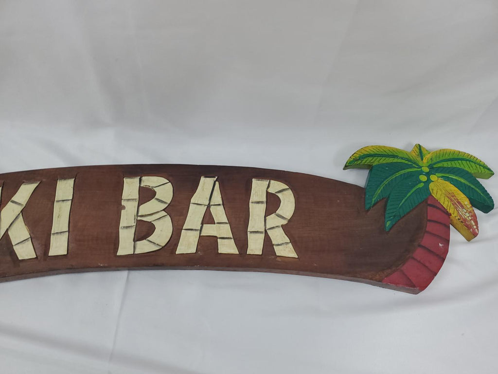 Solid Wood Paradise Tiki Bar Sign  Decor 36 Inch Wall Hanging Porch Patio Man Cave 90s Margaritaville Hand Carved