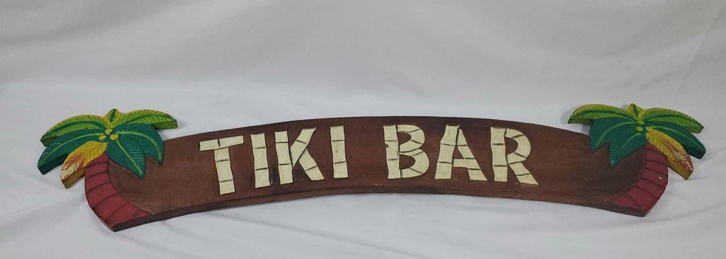 Solid Wood Paradise Tiki Bar Sign  Decor 36 Inch Wall Hanging Porch Patio Man Cave 90s Margaritaville Hand Carved