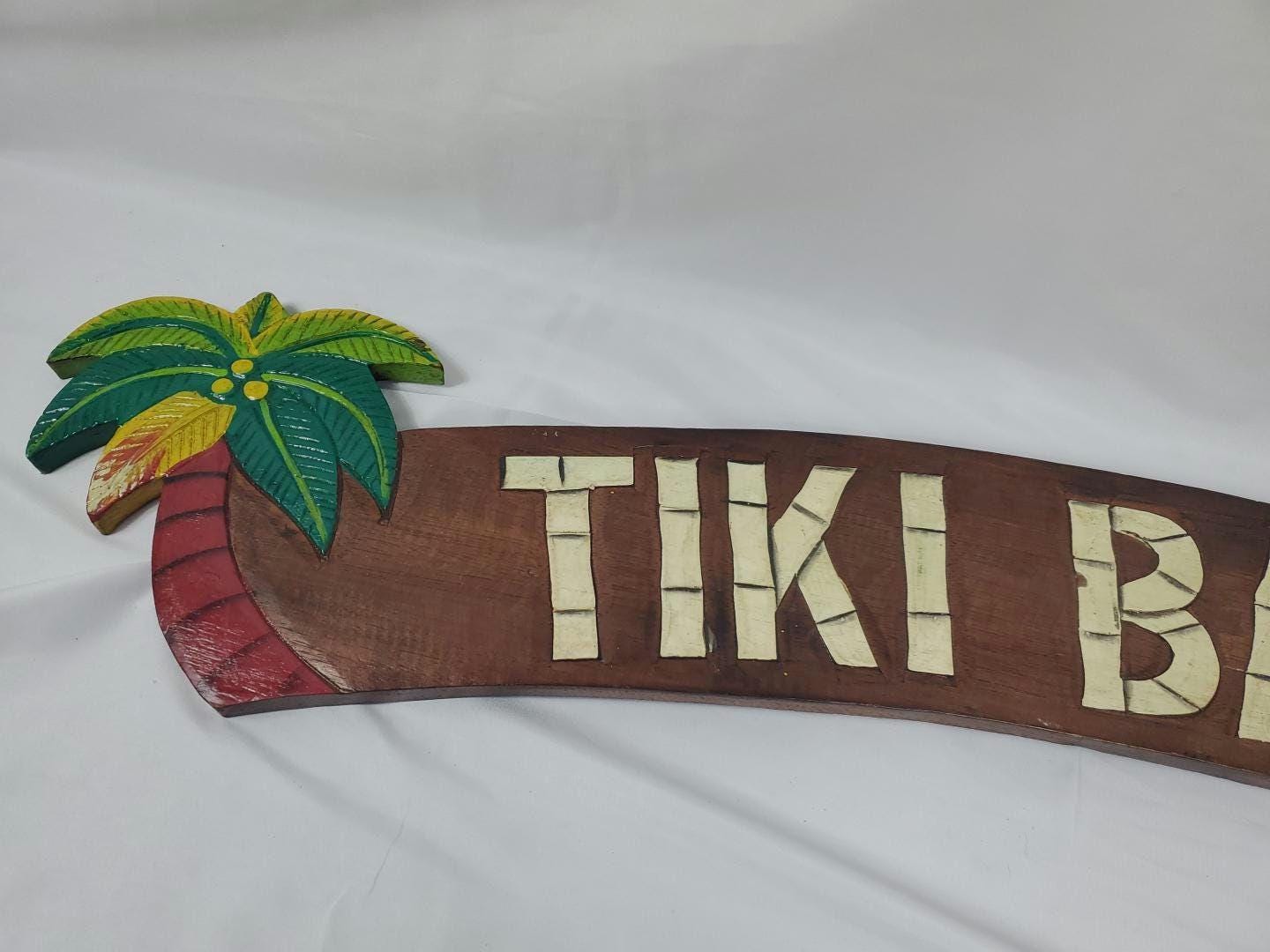 Solid Wood Paradise Tiki Bar Sign  Decor 36 Inch Wall Hanging Porch Patio Man Cave 90s Margaritaville Hand Carved