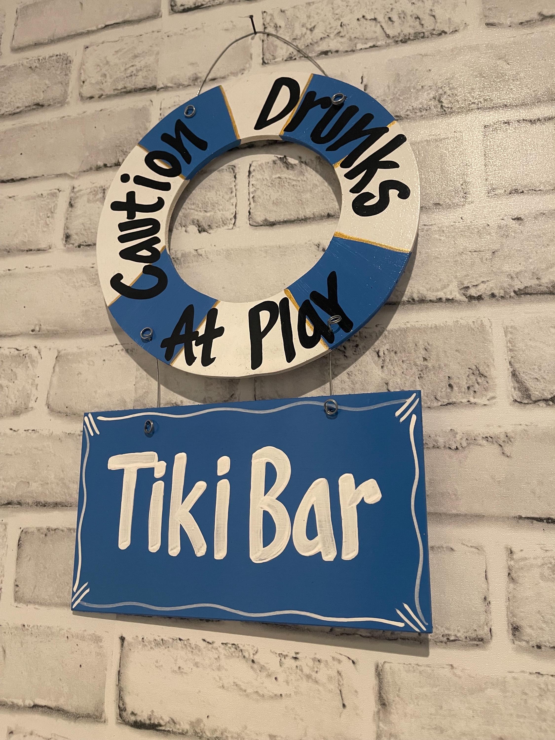 Ocean Blue Wooden Wall Art for Tiki Bars