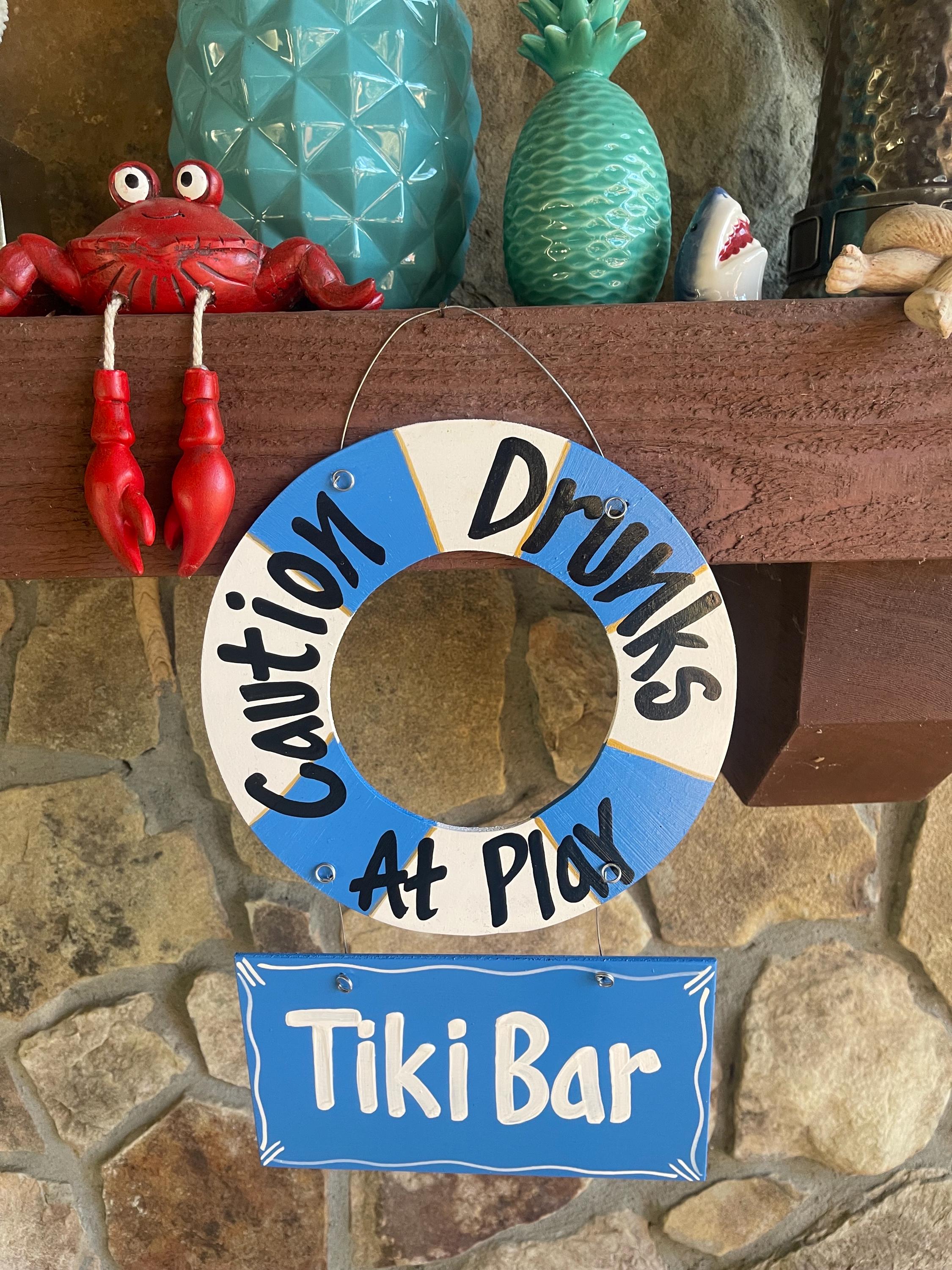 Ocean Blue Wooden Wall Art for Tiki Bars
