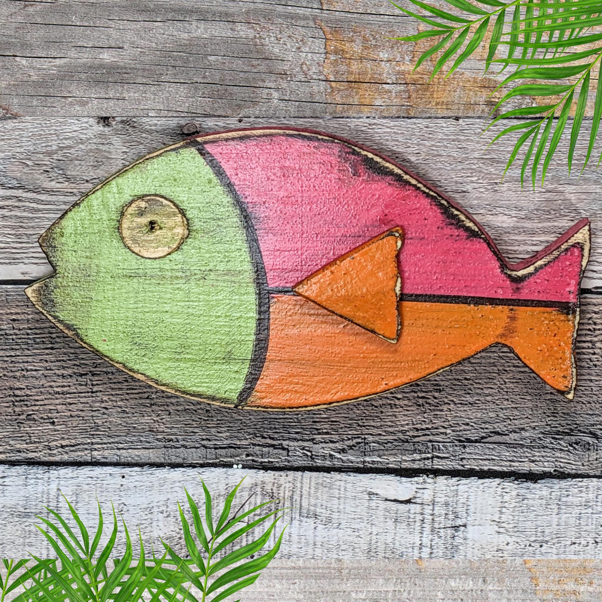 Wooden Fish Home Accent Whimsical Beach