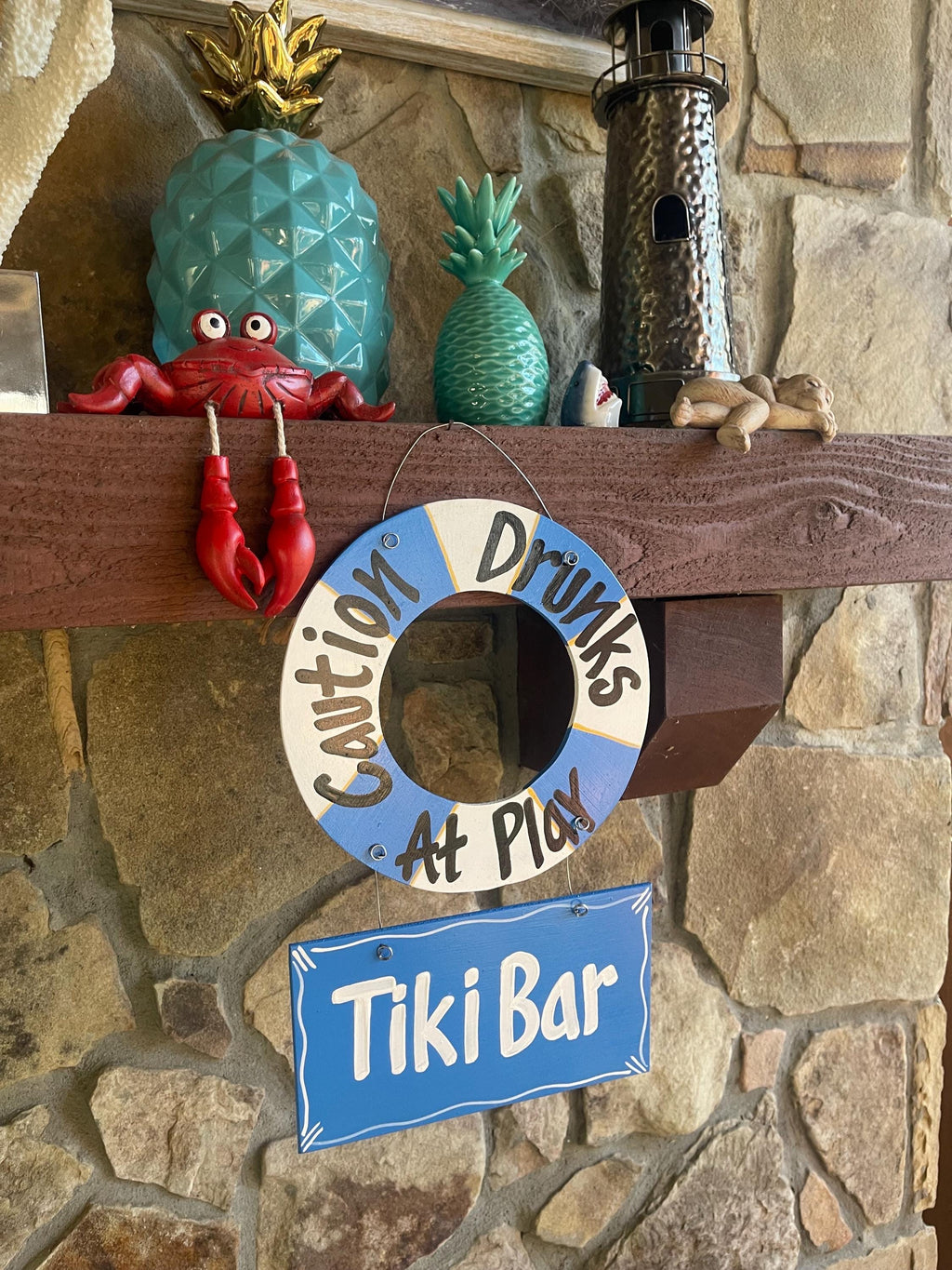 Ocean Blue Wooden Wall Art for Tiki Bars