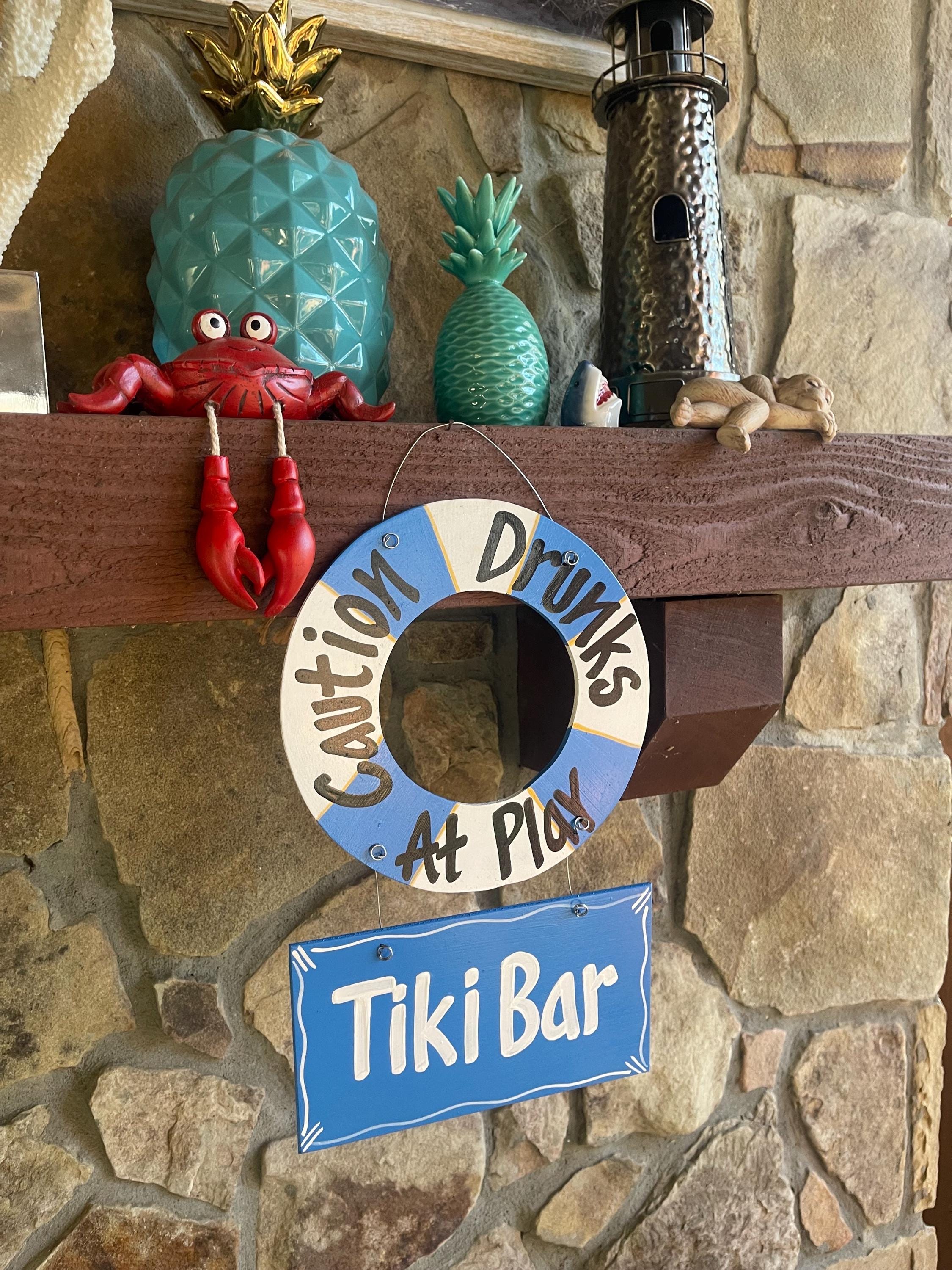 Ocean Blue Wooden Wall Art for Tiki Bars