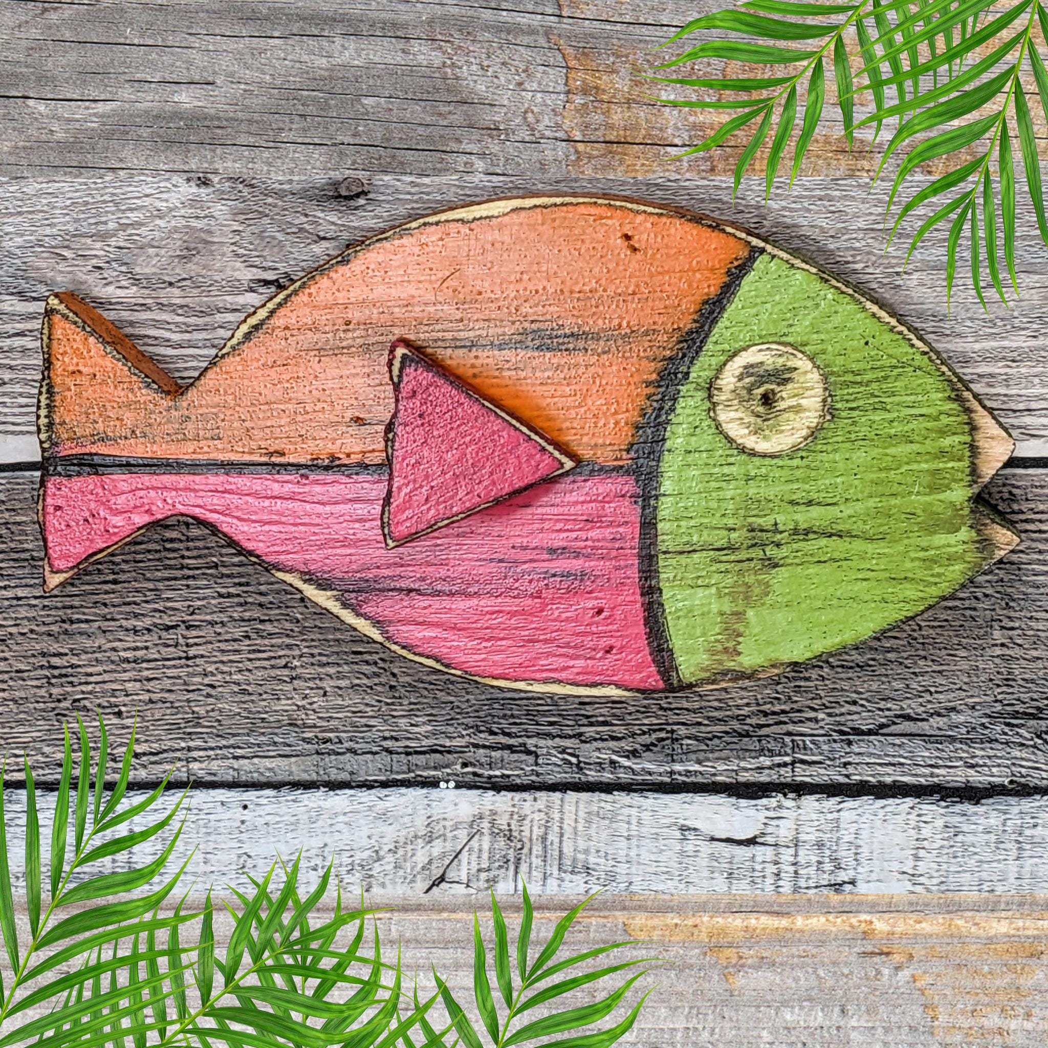 Wooden Fish Home Accent Whimsical Beach