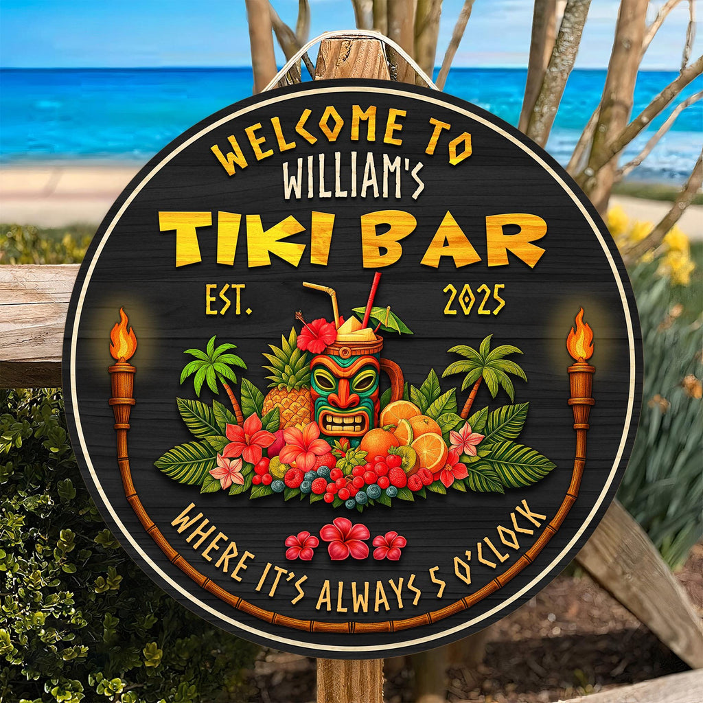 Custom Wood Decor for Pool Bar