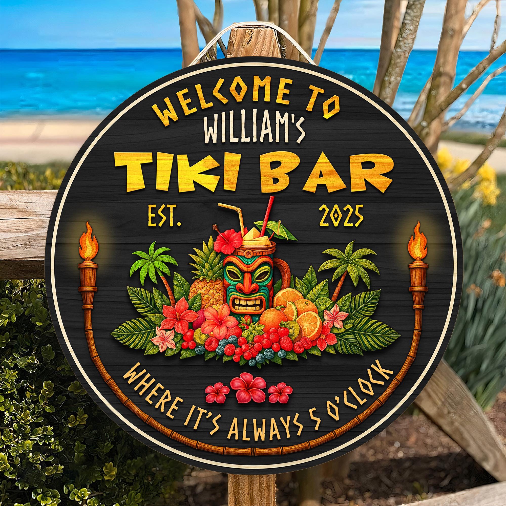 Custom Wood Decor for Pool Bar