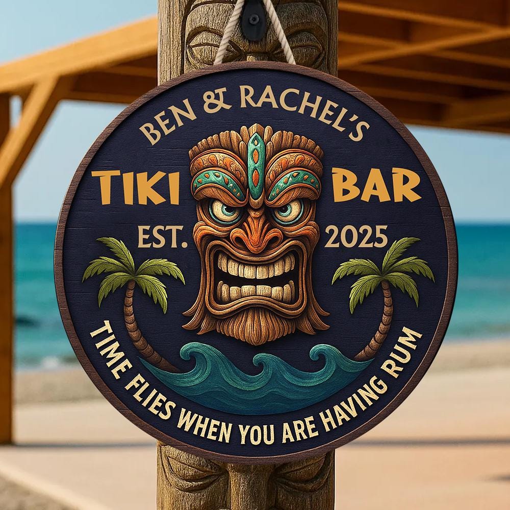 Time Flies When You Are Having Rum-Personalized Tiki Bar Wood Signs Tiki Bar Sign,Backyard Sign,Tiki Bar,Tiki Lounge Wood Signs,Bar Decor